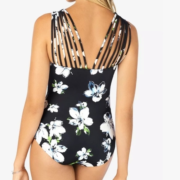 SWIM Solutions Strappy Floral One Piece Swimsuit - Picture 2 of 5